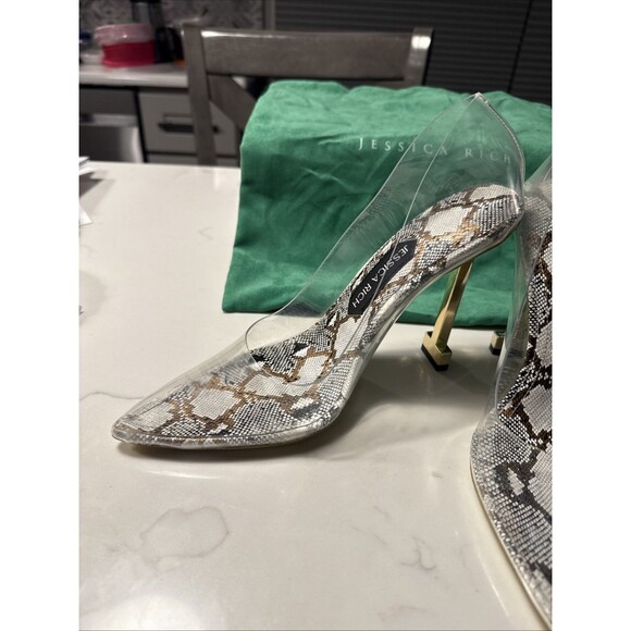 Jessica Rich Sz 38 (7.5 US) So Fancy Snake Print Stiletto Vinyl Heels & Dust Bag - Picture 2 of 13